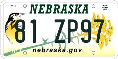 NE license plate 81ZP97