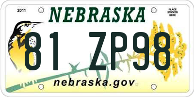 NE license plate 81ZP98