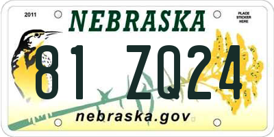 NE license plate 81ZQ24