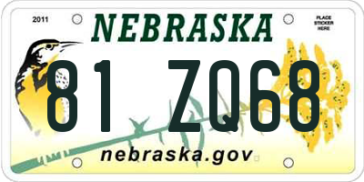 NE license plate 81ZQ68
