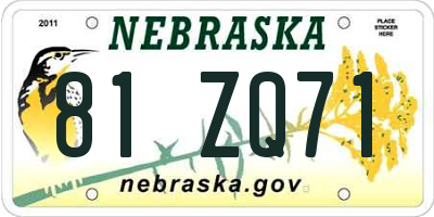 NE license plate 81ZQ71