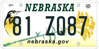 NE license plate 81ZQ87