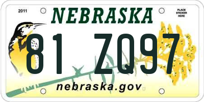 NE license plate 81ZQ97