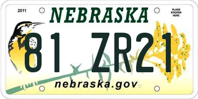 NE license plate 81ZR21