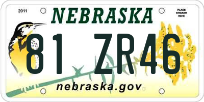 NE license plate 81ZR46