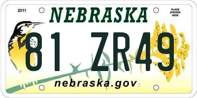 NE license plate 81ZR49