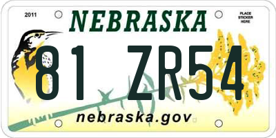 NE license plate 81ZR54
