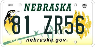 NE license plate 81ZR56