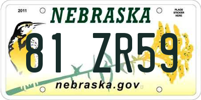 NE license plate 81ZR59
