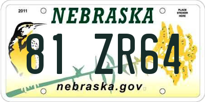 NE license plate 81ZR64