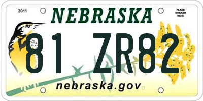 NE license plate 81ZR82