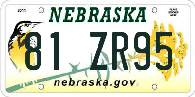 NE license plate 81ZR95
