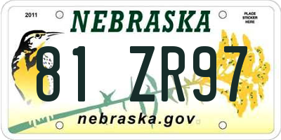 NE license plate 81ZR97