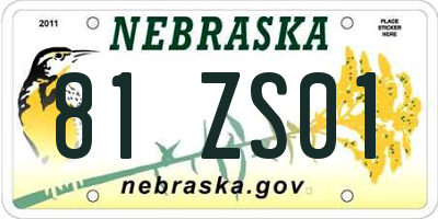 NE license plate 81ZS01