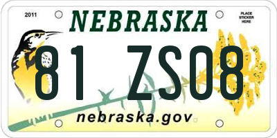 NE license plate 81ZS08