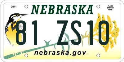 NE license plate 81ZS10