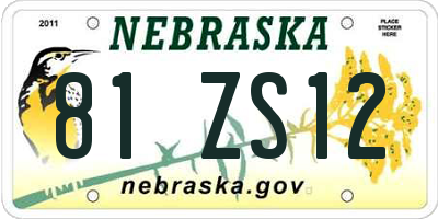 NE license plate 81ZS12
