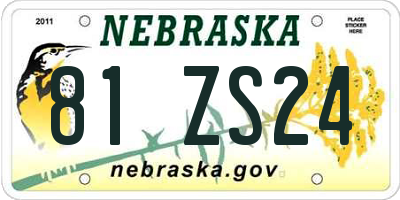 NE license plate 81ZS24
