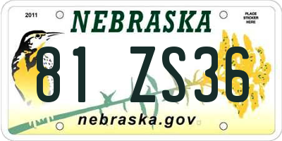NE license plate 81ZS36