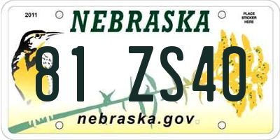 NE license plate 81ZS40