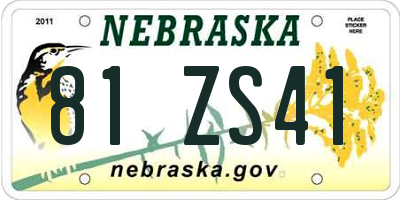 NE license plate 81ZS41