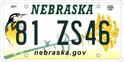 NE license plate 81ZS46