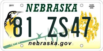 NE license plate 81ZS47