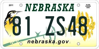 NE license plate 81ZS48