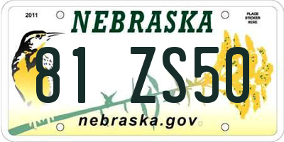 NE license plate 81ZS50