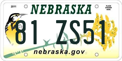 NE license plate 81ZS51