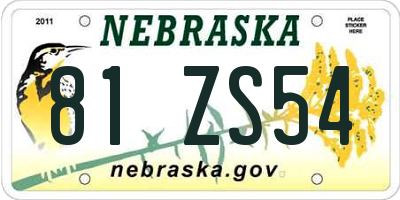 NE license plate 81ZS54