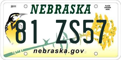 NE license plate 81ZS57