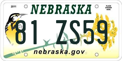 NE license plate 81ZS59