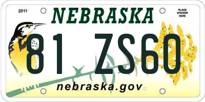 NE license plate 81ZS60