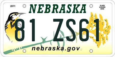 NE license plate 81ZS61
