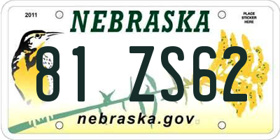 NE license plate 81ZS62