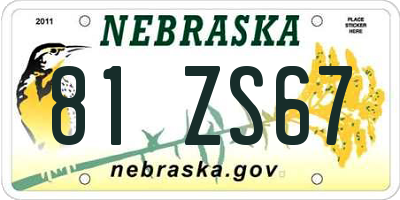 NE license plate 81ZS67