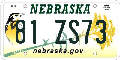 NE license plate 81ZS73