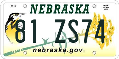 NE license plate 81ZS74