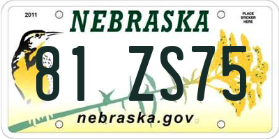 NE license plate 81ZS75