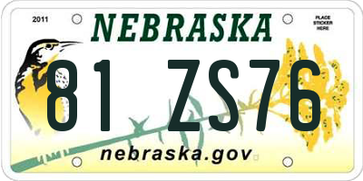 NE license plate 81ZS76