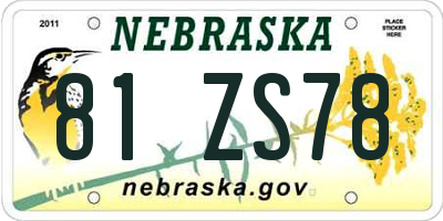 NE license plate 81ZS78