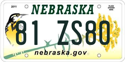 NE license plate 81ZS80