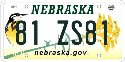 NE license plate 81ZS81