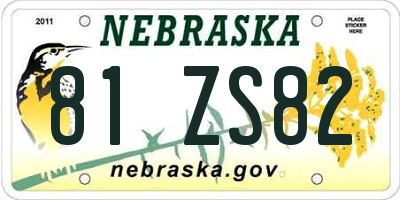 NE license plate 81ZS82