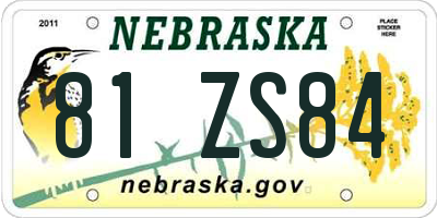 NE license plate 81ZS84