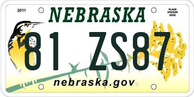 NE license plate 81ZS87