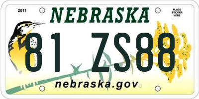 NE license plate 81ZS88