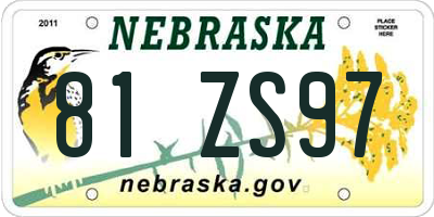 NE license plate 81ZS97