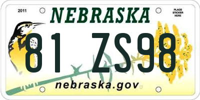 NE license plate 81ZS98